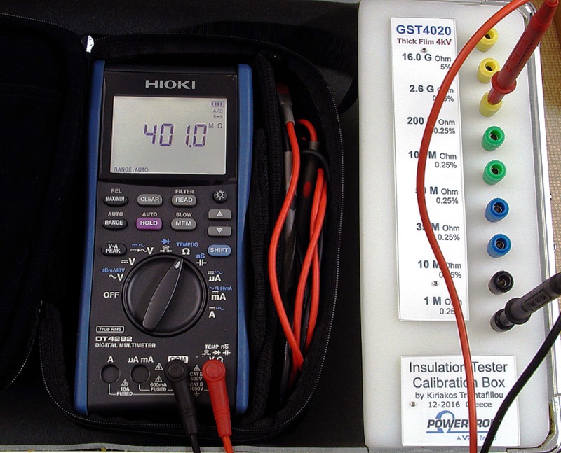 图 3：最终校准测试仪设置 - 电阻值为：1MΩ、10MΩ、39MΩ、50MΩ、100MΩ、200MΩ、2.6GΩ、16.0G